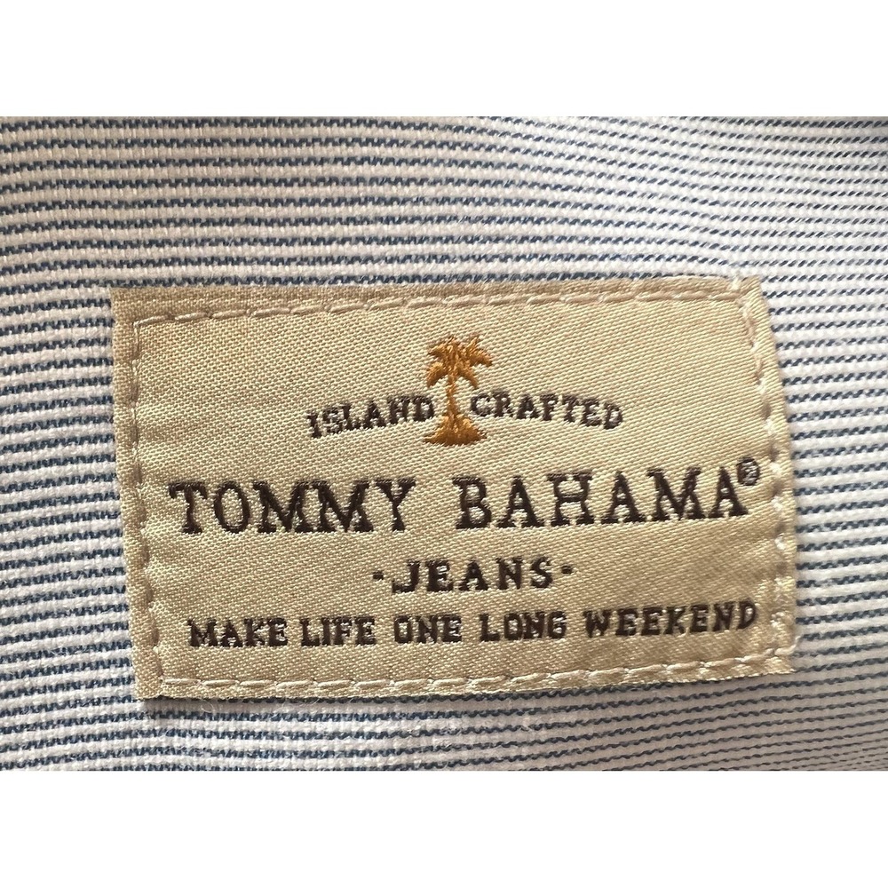 Tommy Bahama Men's Dress Shirt Sz XL Long Sleeve Button Down Striped Blue Orange - Picture 4 of 8